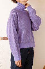 アルパカタッチ配色リブプルオーバー