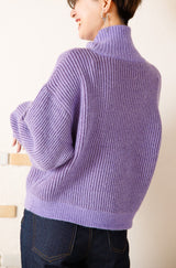 アルパカタッチ配色リブプルオーバー