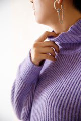 アルパカタッチ配色リブプルオーバー