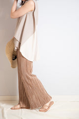 異素材切替ノースリプルオーバー