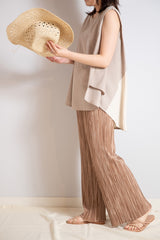 異素材切替ノースリプルオーバー