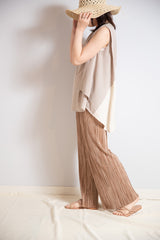 異素材切替ノースリプルオーバー