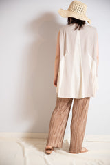 異素材切替ノースリプルオーバー