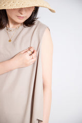 異素材切替ノースリプルオーバー