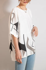 プリント配色プルオーバー