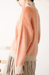 アルパカタッチ配色リブプルオーバー