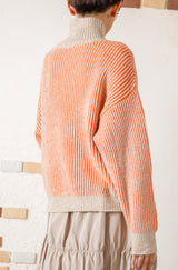 アルパカタッチ配色リブプルオーバー