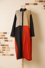 ブッロキングプリーツワンピース