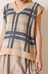 チェック柄ニットベスト