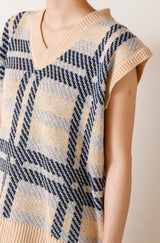 チェック柄ニットベスト