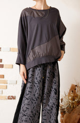 異素材切替ラグランビッグプルオーバー