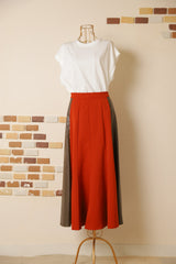 レザー切替フレアスカート