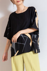 プリント配色プルオーバー