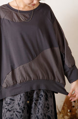 異素材切替ラグランビッグプルオーバー