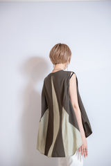 異素材切替ノースリプルオーバー