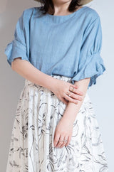 フリル袖リネンブラウス