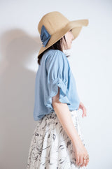 フリル袖リネンブラウス