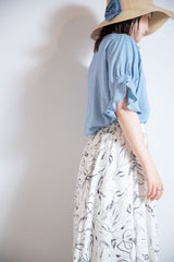 フリル袖リネンブラウス