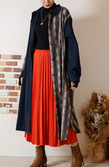 チェック柄配色シャツワンピース