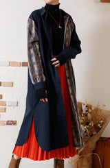 チェック柄配色シャツワンピース