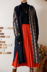 チェック柄配色シャツワンピース