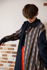 チェック柄配色シャツワンピース