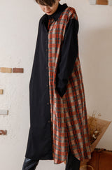 チェック柄配色シャツワンピース