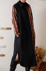 チェック柄配色シャツワンピース
