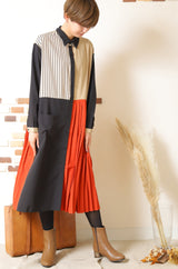 ブッロキングプリーツワンピース