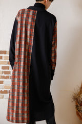 チェック柄配色シャツワンピース