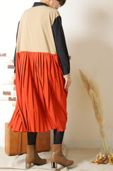 ブッロキングプリーツワンピース