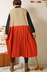 ブッロキングプリーツワンピース