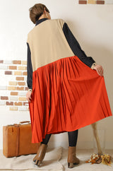 ブッロキングプリーツワンピース