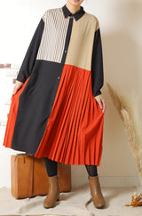 ブッロキングプリーツワンピース