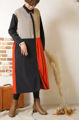 ブッロキングプリーツワンピース