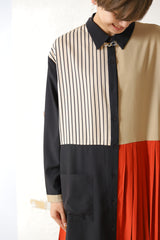 ブッロキングプリーツワンピース