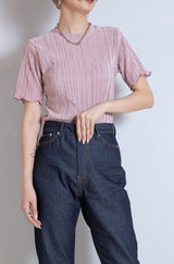 ランダムプリーツメロー半袖ブラウス