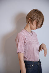 ランダムプリーツメロー半袖ブラウス