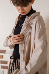 ピンタックブザムカラーシャツワンピース