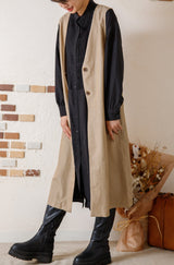 Vネックロングベスト