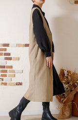 ピンタックブザムカラーシャツワンピース