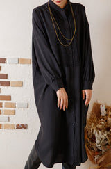 ピンタックブザムカラーシャツワンピース