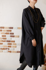 ピンタックブザムカラーシャツワンピース