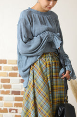 シフォンジョーゼットプリーツブラウス