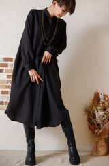 ピンタックブザムカラーシャツワンピース