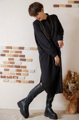 ピンタックブザムカラーシャツワンピース