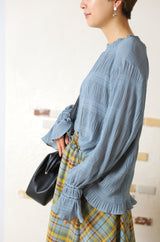 シフォンジョーゼットプリーツブラウス