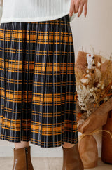 チェック柄ニットプリーツスカート