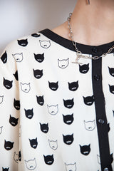 ネコ柄配色プルオーバー