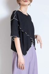 配色メローアシメプルオーバー